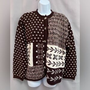 Marisa Christina Petite Sweater Size PL Brown Beige Button‎ Front Cardigan